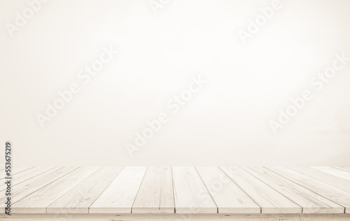 Slika na platnu Wooden terrace the blurred and Christmas background concept