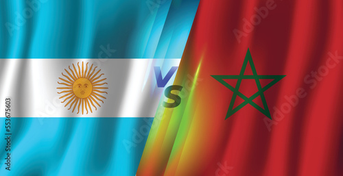 Argentina vs Morocco 3d wavy flag background illustration, sport banner	