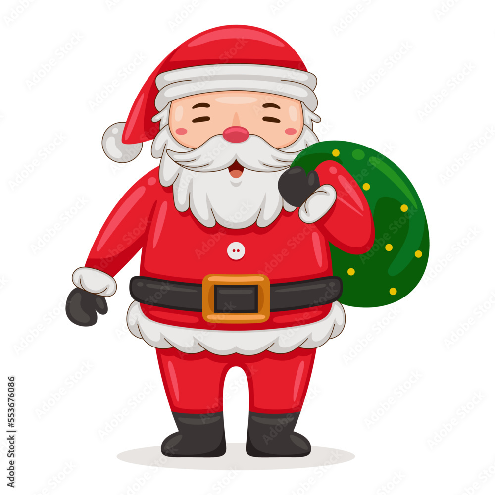 Cute Santa Claus deliver christmas gift in cartoon style illustration Cute Santa Claus deliver christmas gift in cartoon style illustration
