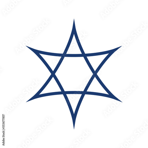 Linear Hebrew star with sharp corners and editable stroke vector illustration