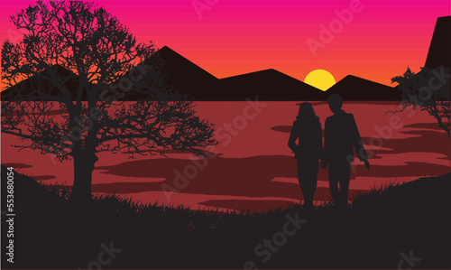 Romantic digital painting by Adobe illustrator.