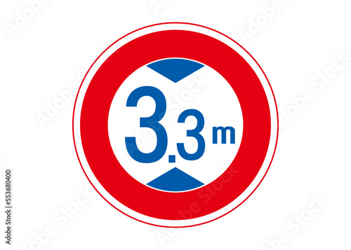 Obraz na płótnie 高さ制限3.3mの道路標識イラスト 車両通行制限の交通規制サイン w salonie