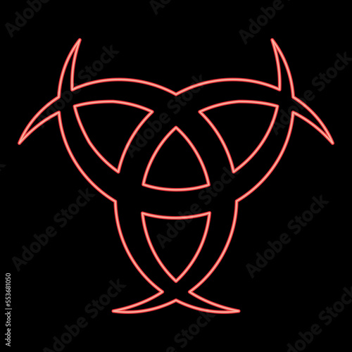 Neon horn Odin Triple horn of Odin red color vector illustration image flat style photo