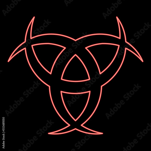Neon horn Odin Triple horn of Odin red color vector illustration image flat style