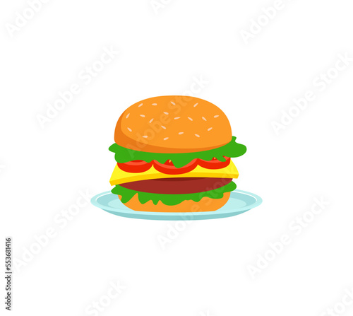 vector of fresh and warm hand made burger