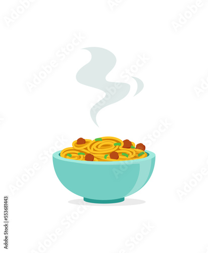 vector of fresh and warm hand made spaghetti