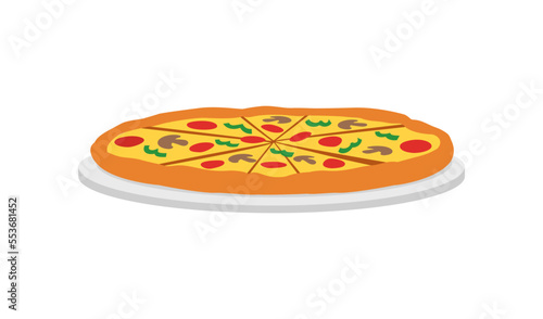 vector of fresh and warm hand made pizza