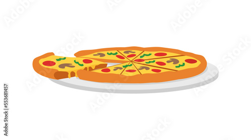 vector of fresh and warm hand made pizza