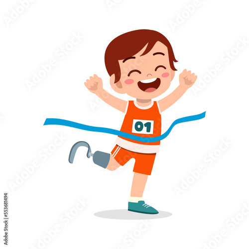little kid with prosthetic leg win race