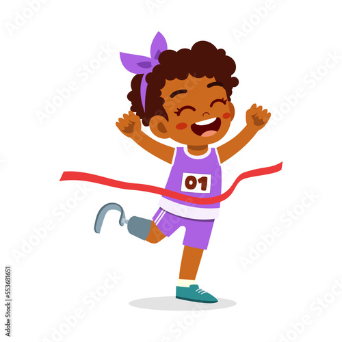 little kid with prosthetic leg win race