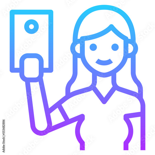 selfie gradient line icon