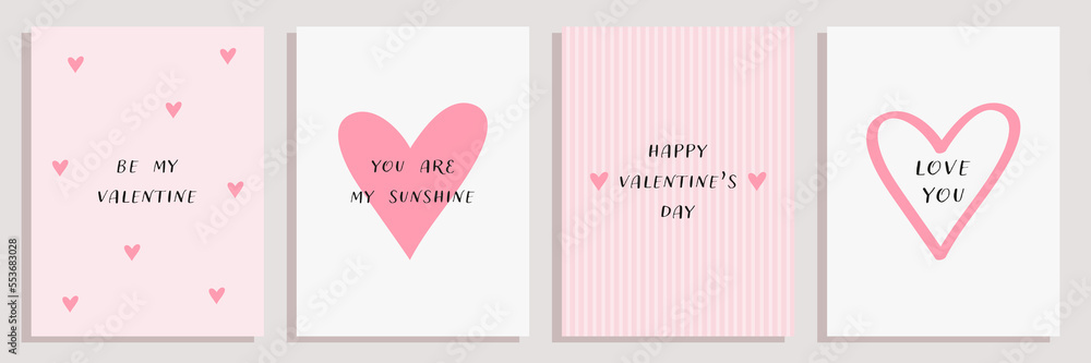 Valentine's day greeting cards set.	