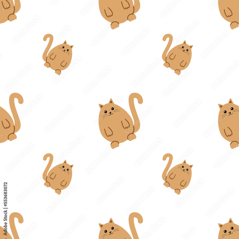Ginger cat, seamless pattern, vector. Red cartoon cat on a white background. Ginger cat, seamless pattern, vector. Red cartoon cat on a white background.