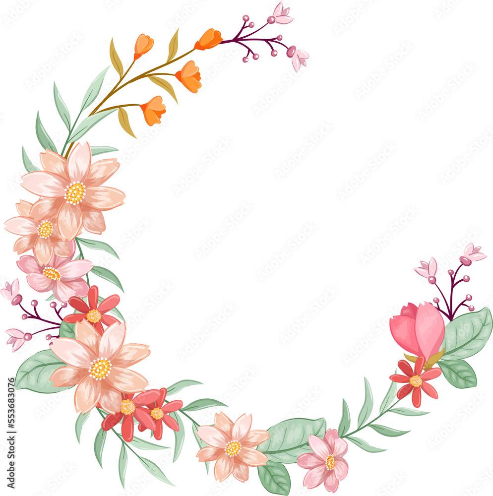 Fototapeta premium Orange Flower Arrangement with watercolor style