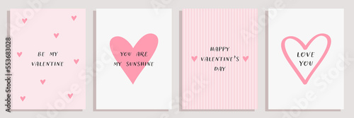 Valentine's day greeting cards set.	