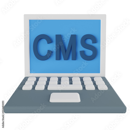 cms system 3d render icon with transparent background