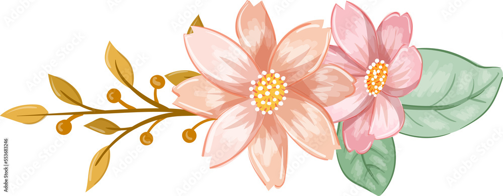 Obraz premium Orange Flower Arrangement with watercolor style