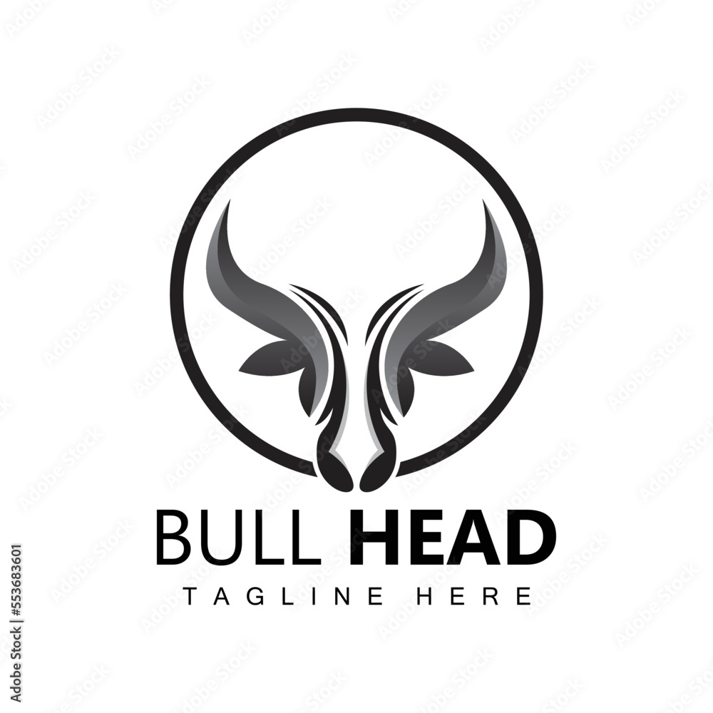 Bull Head Logo, Farm Animal Vector, Livestock Illustration, Company Brand Icon Bull Head Logo, Farm Animal Vector, Livestock Illustration, Company Brand Icon