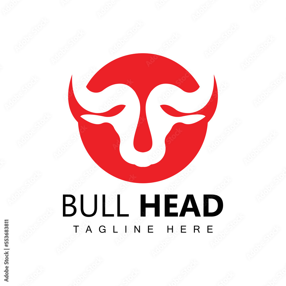 Bull Head Logo, Farm Animal Vector, Livestock Illustration, Company Brand Icon Bull Head Logo, Farm Animal Vector, Livestock Illustration, Company Brand Icon