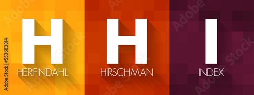 HHI - Herfindahl–Hirschman Index is a common measure of market concentration and is used to determine market competitiveness, acronym business concept background photo