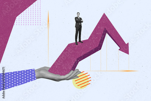 Bild auf Leinwand Creative photo 3d collage artwork poster postcard picture of serious confident m