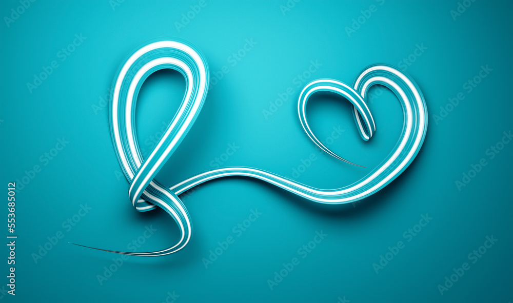 Cervical Cancer Awareness Poster Design. Teal and White Ribbon Heart. January 3d illustration Cervical Cancer Awareness Poster Design. Teal and White Ribbon Heart. January 3d illustration