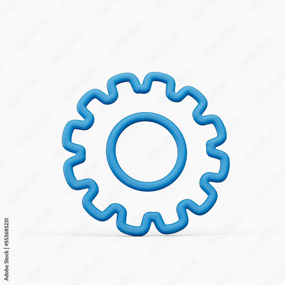 Blue update gear setting icon 3d illustration isolated Blue update gear setting icon 3d illustration isolated