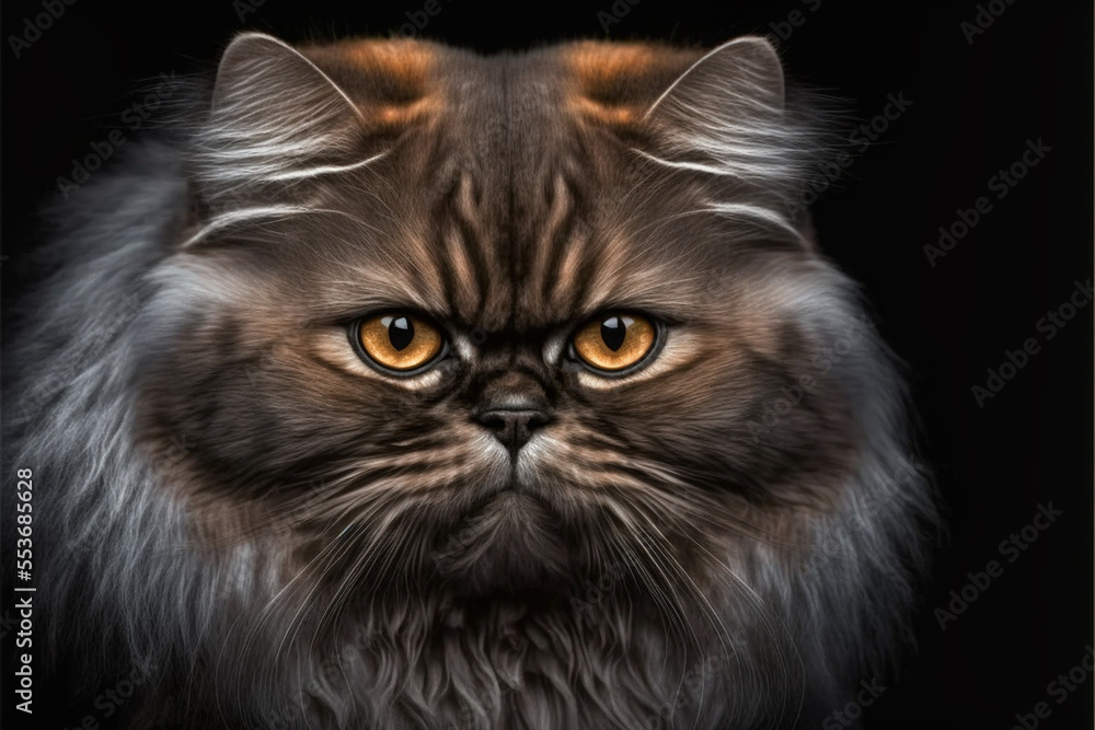 Beautiful persian cat on black background