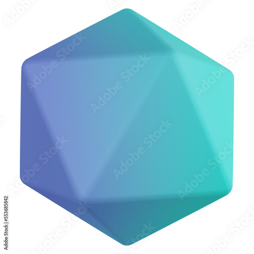 icosphere 3d render icon with transparent background