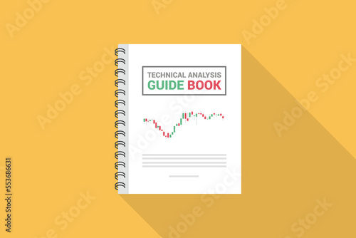 technical analysis for stock market guidebook with long shadow flat style with modern flat style
