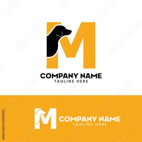 Letter M Dog Logo Design Template Inspiration, Dog Vector, Initial Logo