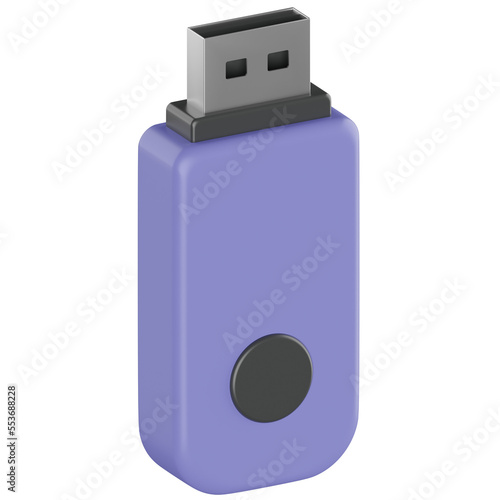 flash drive 3d render icon transparent background