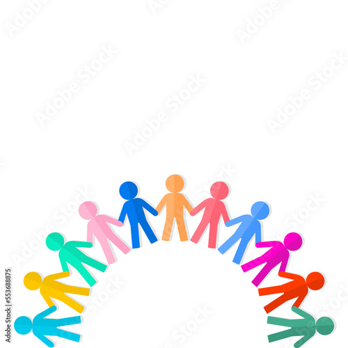 People chain isolate on transparent background.