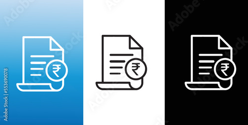Invoice Rupee line icon. Payment and bill invoice. Order Rupee symbol concept. Tax sign design. Paper bank document Rupee icon. Vector invoice Rupee icon