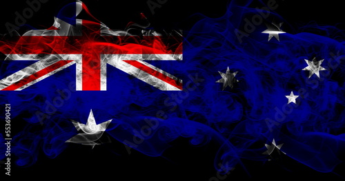 Australia flag in flowing smoke. Abstract Australian flag wallpa photo