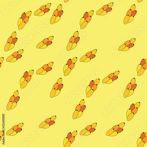 Sea buckthorn seamless pattern. Twigs with berries and leaves. Template with orange fresh berries for wallpaper