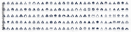 Mega logo collection, Abstract letter A logo design. icons for business of luxury, elegant, simple.