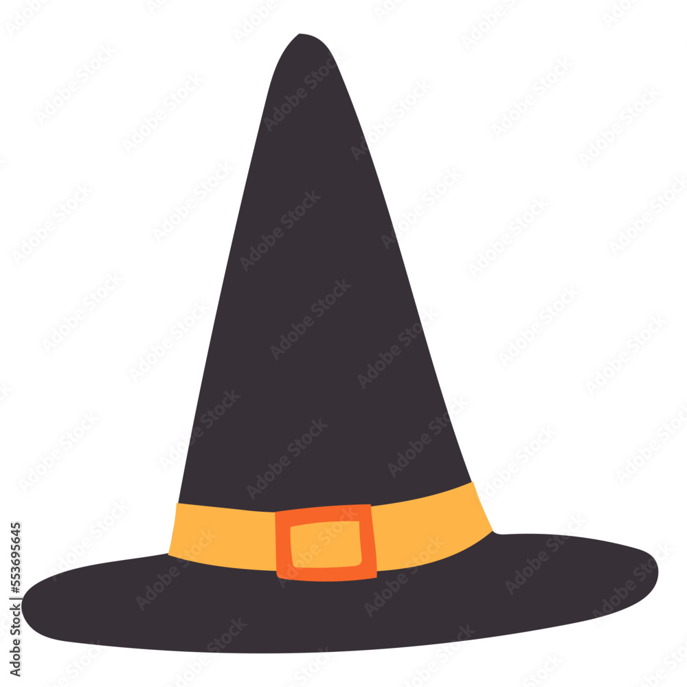 Fototapeta premium Witch hat vector illustration in flat color design