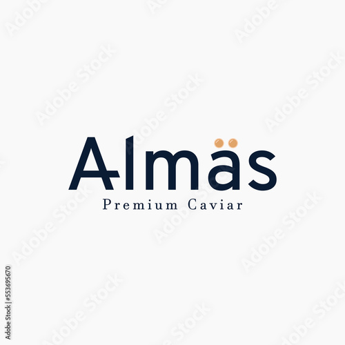 luxury Almas premium caviar iconic logo vector design template with modern, elegant and minimalist styles isolated on white background. 