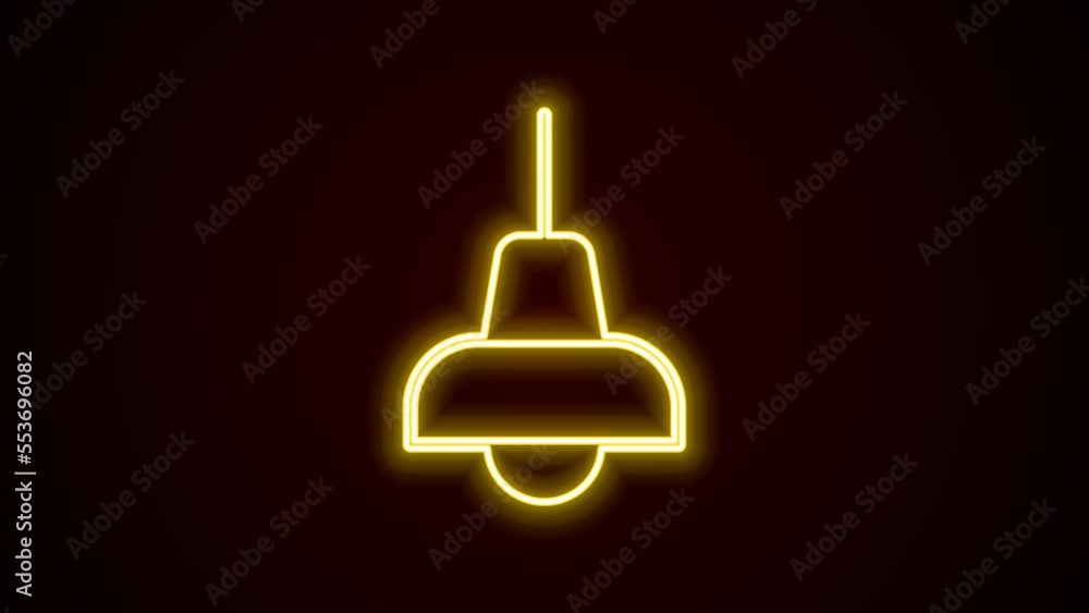 Glowing neon line Lamp hanging icon isolated on black background. Ceiling lamp light bulb. 4K Video motion graphic animation Glowing neon line Lamp hanging icon isolated on black background. Ceiling lamp light bulb. 4K Video motion graphic animation