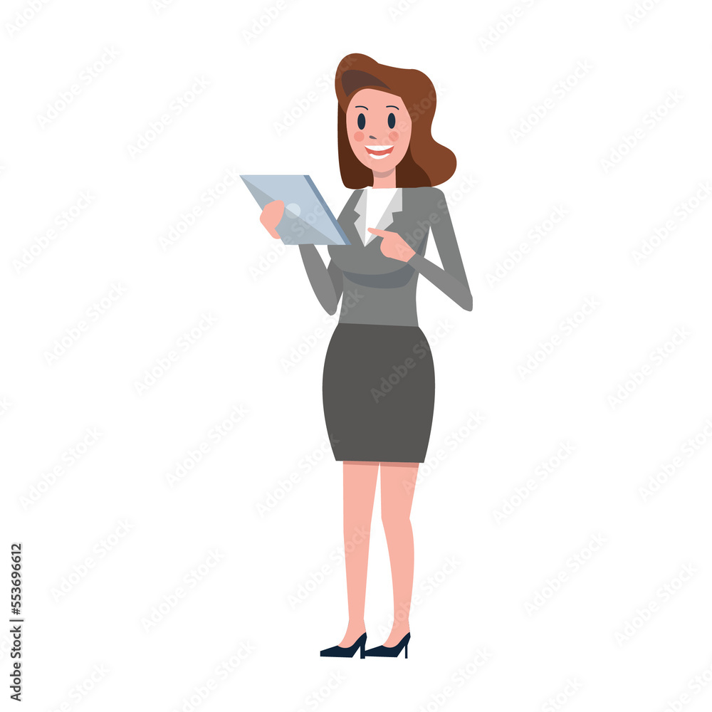 Business woman using labtop. flat character design illustration Business woman using labtop. flat character design illustration
