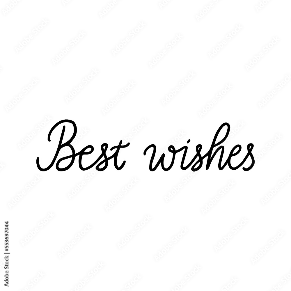 Best Wishes Monoline Lettering. Vector Illustration of Calligraphy Line Isolated over White Text.