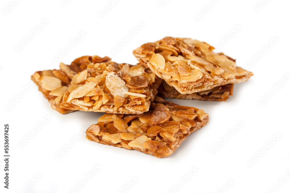 Sicilian Nougat Almonds isolated on white background Sicilian Nougat Almonds isolated on white background