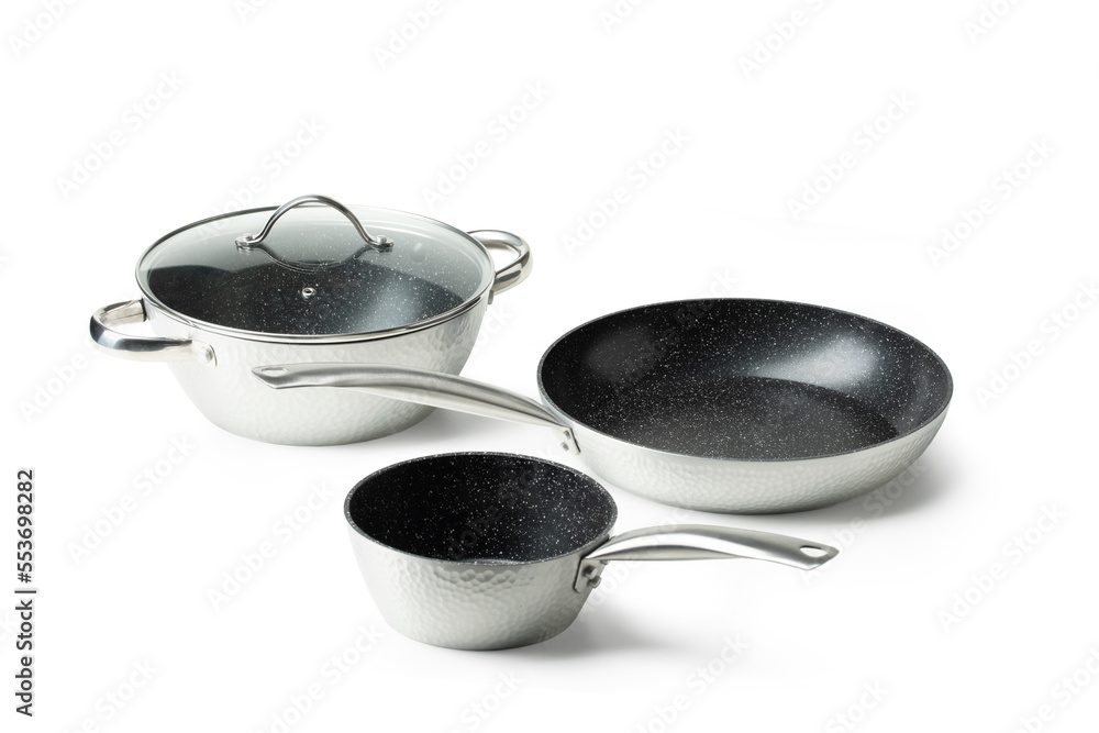 Pasta Cooker set with glass lid, Cooks Standard basic set, isolated on white background Pasta Cooker set with glass lid, Cooks Standard basic set, isolated on white background