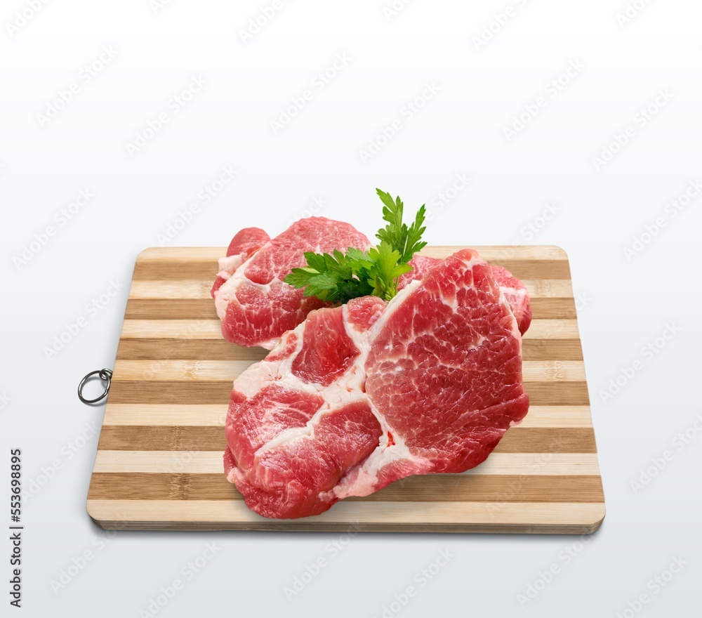 Raw red fresh meat on the board