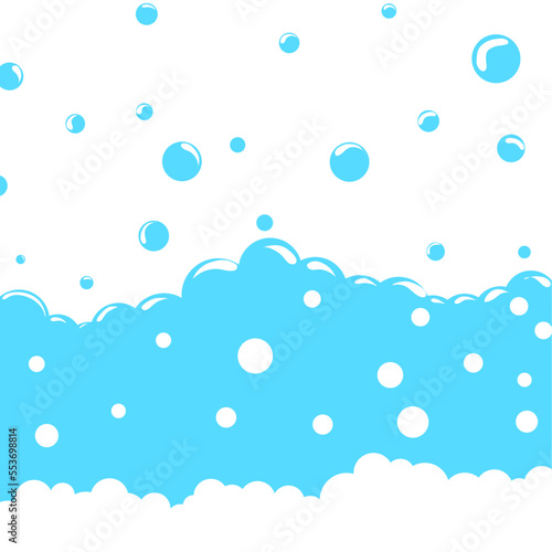 Foam bubbles vector illustration on white background. Bubble bath concept.