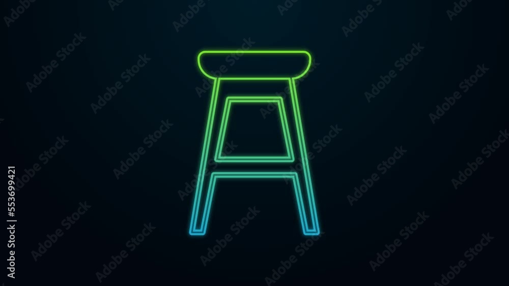 Glowing neon line Chair icon isolated on black background. 4K Video motion graphic animation Glowing neon line Chair icon isolated on black background. 4K Video motion graphic animation