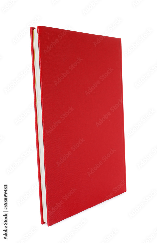 Closed book with red hard cover isolated on white Closed book with red hard cover isolated on white