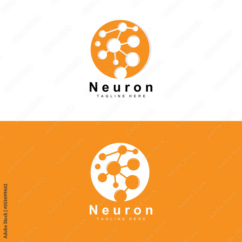 Neuron Logo Design Vector nerve cell illustration Molecular DNA health ...