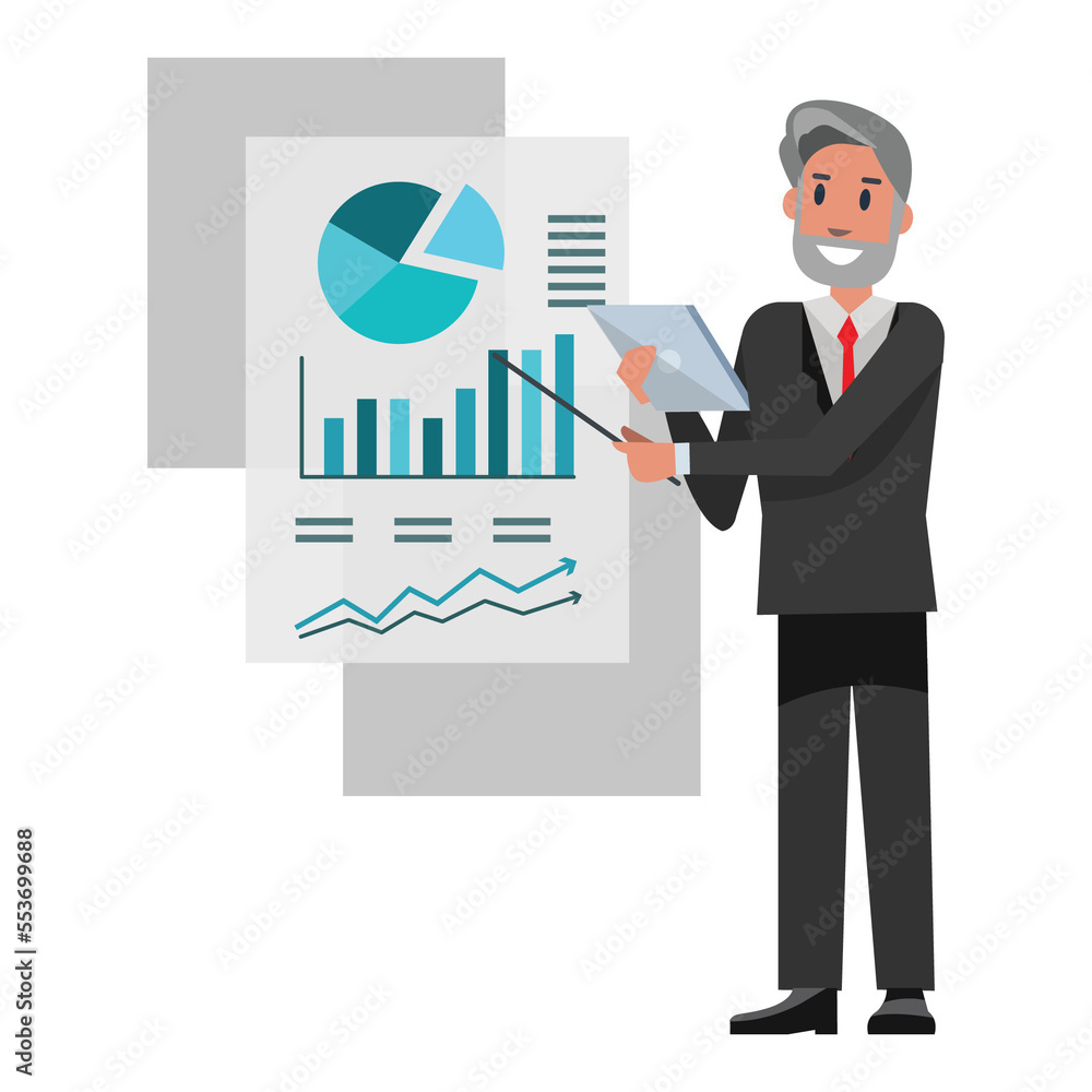 Senior Businessman presentation with screen. Senior Businessman presentation with screen.